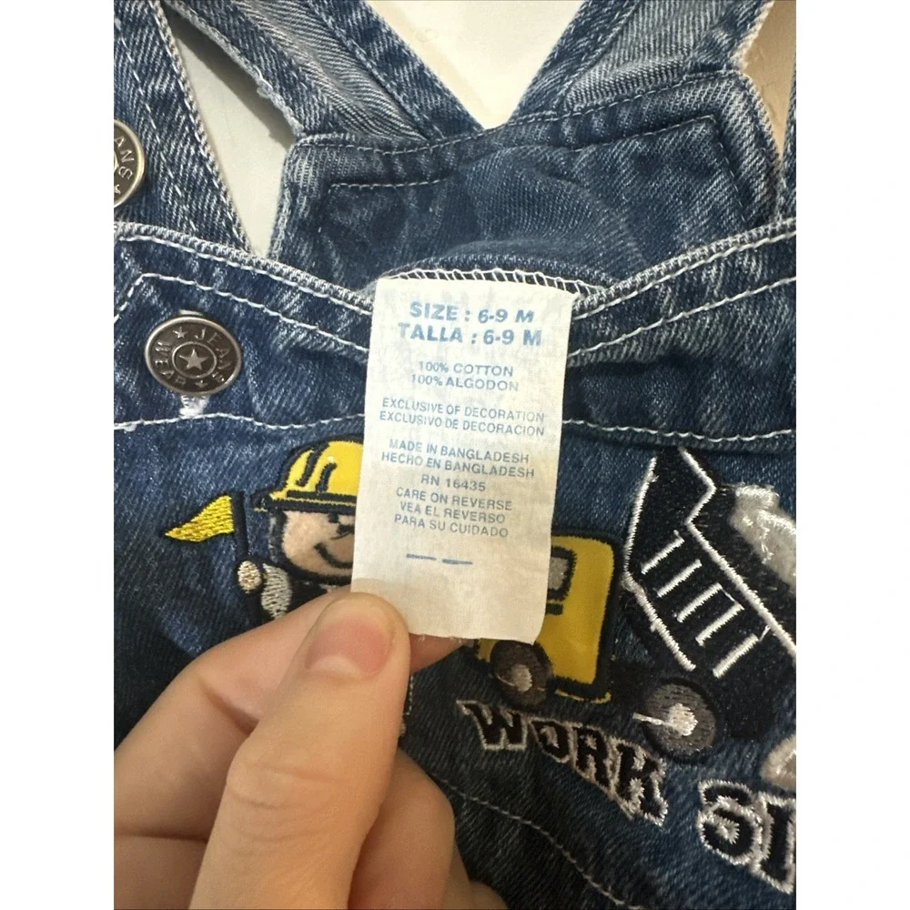 Vintage Baby 6-9months Shortalls Y2K Construction Little Bulldozer Work Site‎